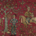 تابلو-بافتِ ابریشمی از سده ی شانزدهم میلادی با نقش درباریان صفوی و اسرای گرجستانی